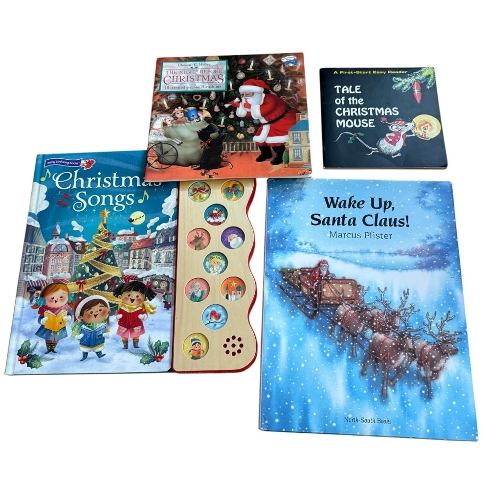 Christmas Songs Musical Button Book Bundle Wake Up Santa Claus Mouse Night